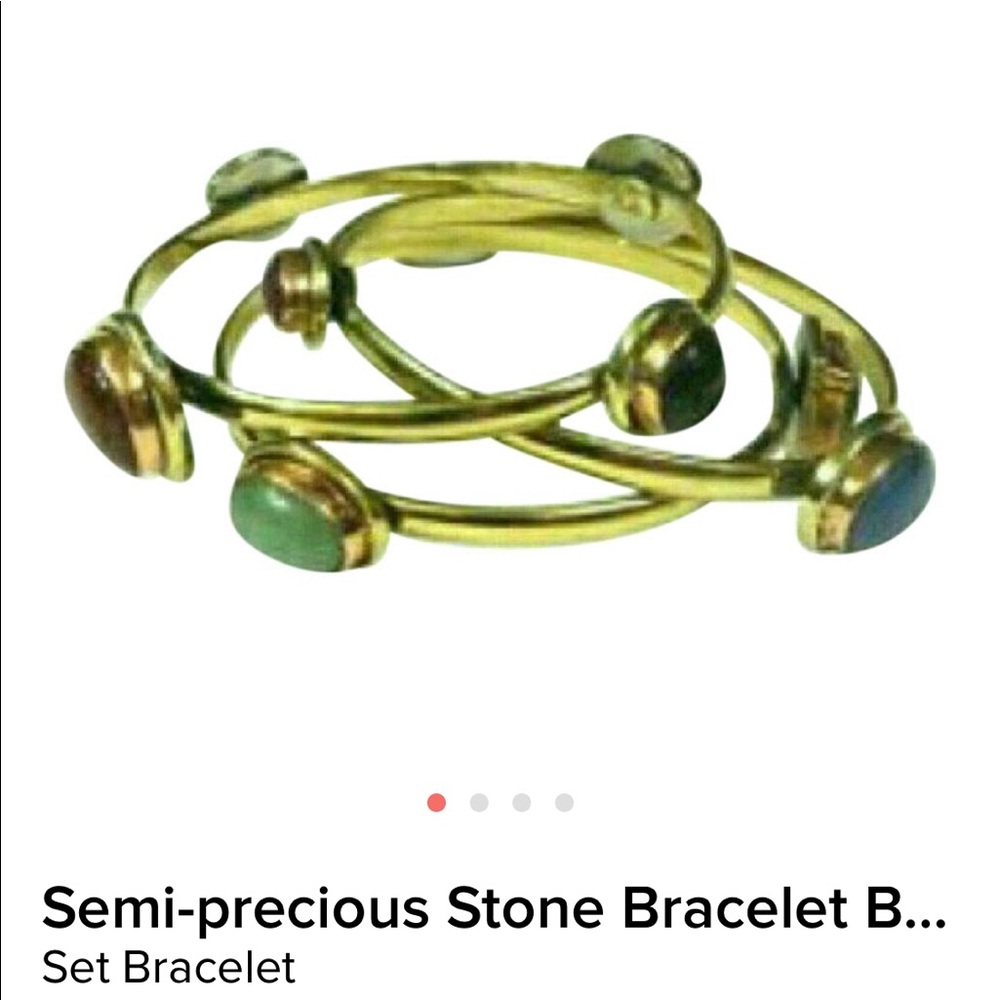 Jewelry, Semi Precious Stone Bangle, Set of 3 - Picture 5 of 5